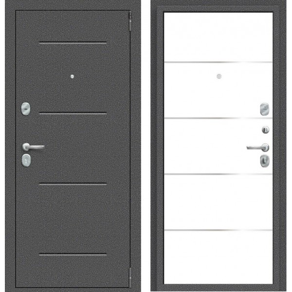 Входная дверь Elporta Porta R 104.П50 (IMP-6) Антик Серебро/Super White  купить с доставкой